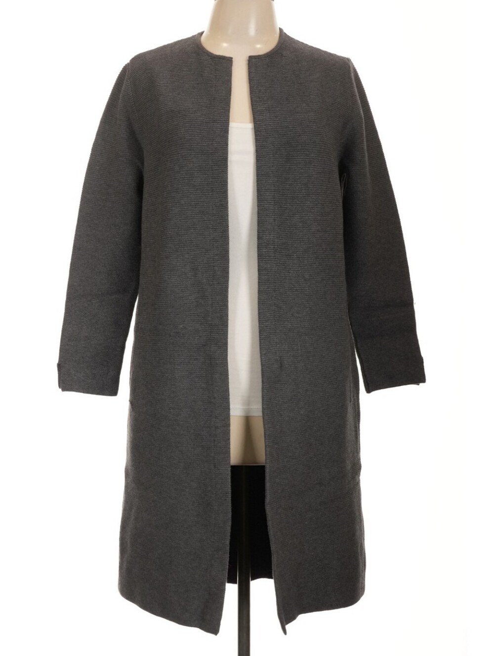 Emcee Women's Charcoal Gray Open-Front Long Cardigan Large